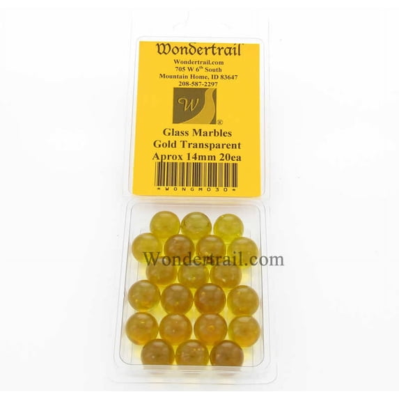 Gold Transparent Marbels 14mm Glass Marbles Pack of 20 Wondertrail