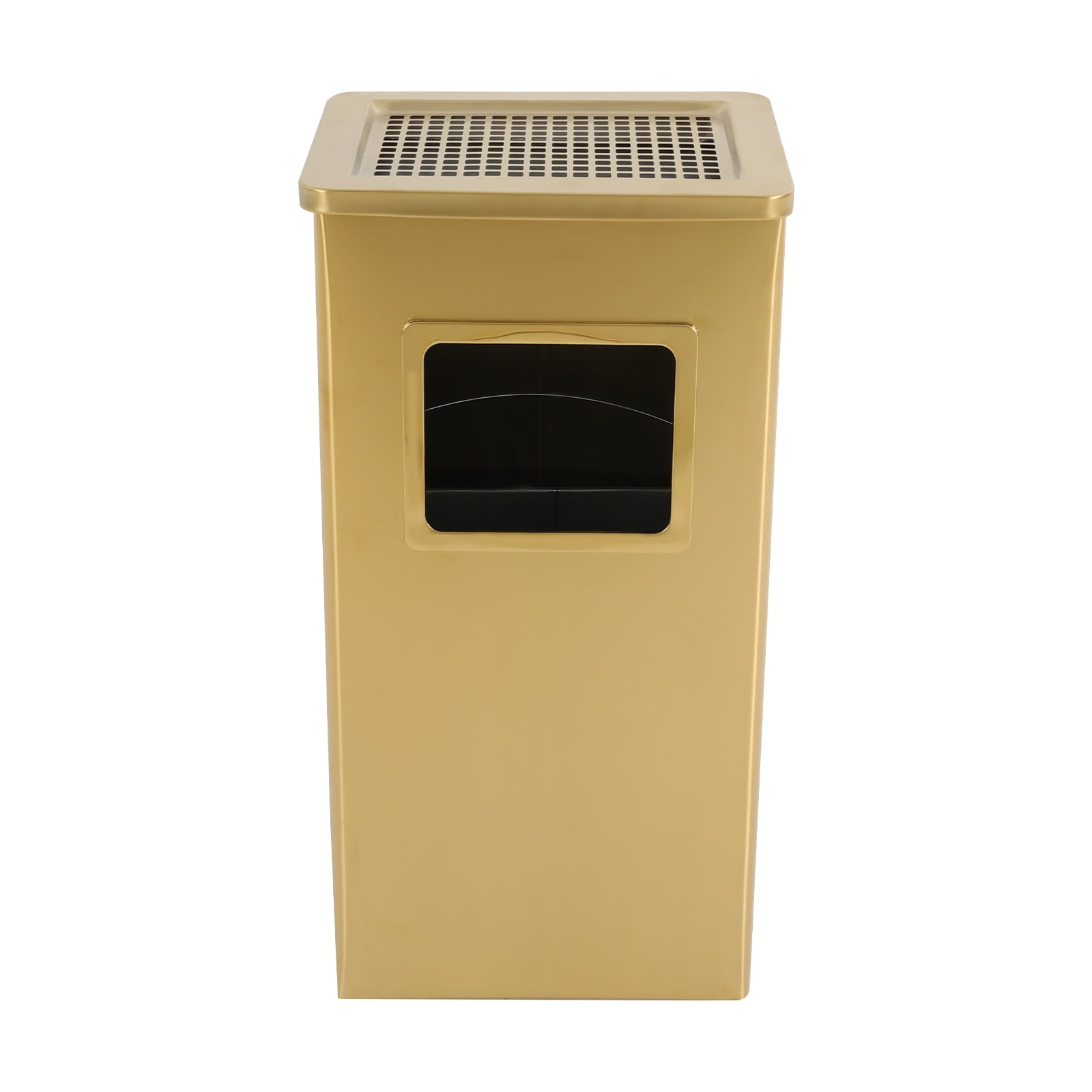 Gold Trash Can, Commercial Garbage Can with Lid, Outdoor Indoor Industrial Stainless Steel Waste Container with Removable Inner Bucket, Large Capacity Modern Metal Trash Receptacle