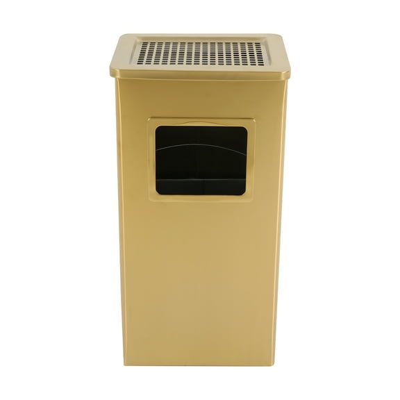 Gold Trash Can, Commercial Garbage Can with Lid, Outdoor Indoor Industrial Stainless Steel Waste Container with Removable Inner Bucket, Large Capacity Modern Metal Trash Receptacle