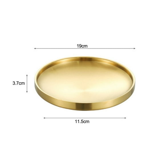 Gold Tray, Round Brass Serving Platter, Bar Circle Decorative Plate, Coffee Table Metal Decor Dishes, Counter Bathroom Kitchen Dessert Cart Display Food