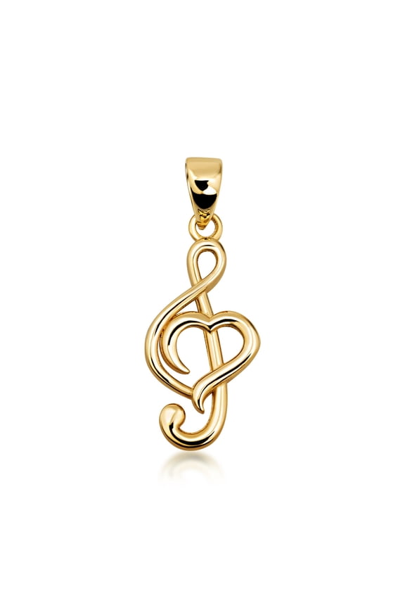 Gold Treble Clef Heart (10K Yellow Gold, Pendant)