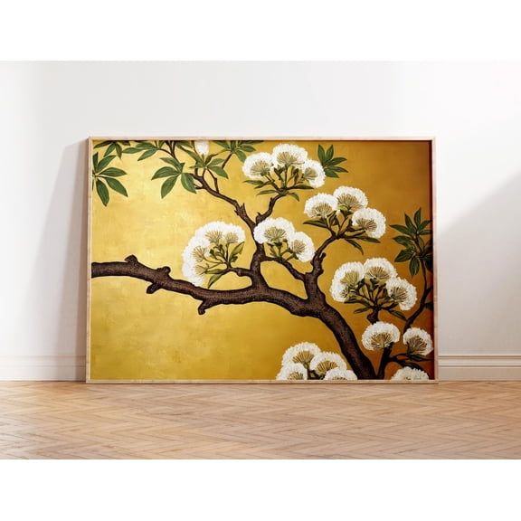 Gold Tree Blossom Wall Art Japanese Vintage Wall Art Beautiful Artwork Home Wall Art Decor Nature Inspired Housewarming