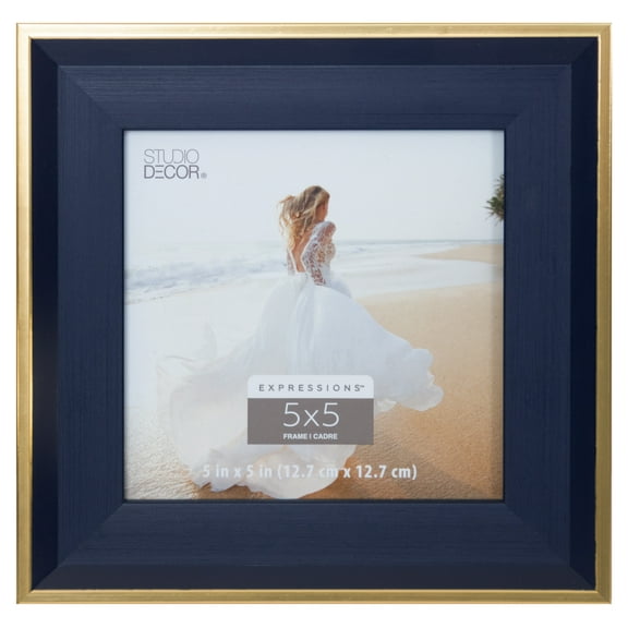 Studio Decor Gold-Trimmed Navy Blue 5" x 5" Frame, Expressions - Decorative Display Frame with Easel & Hanging Hardware, 12 Pack