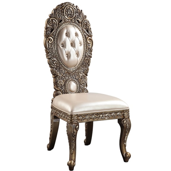 Gold Trimmed Side Chairs with Tufted Back / Elevate Dining Style