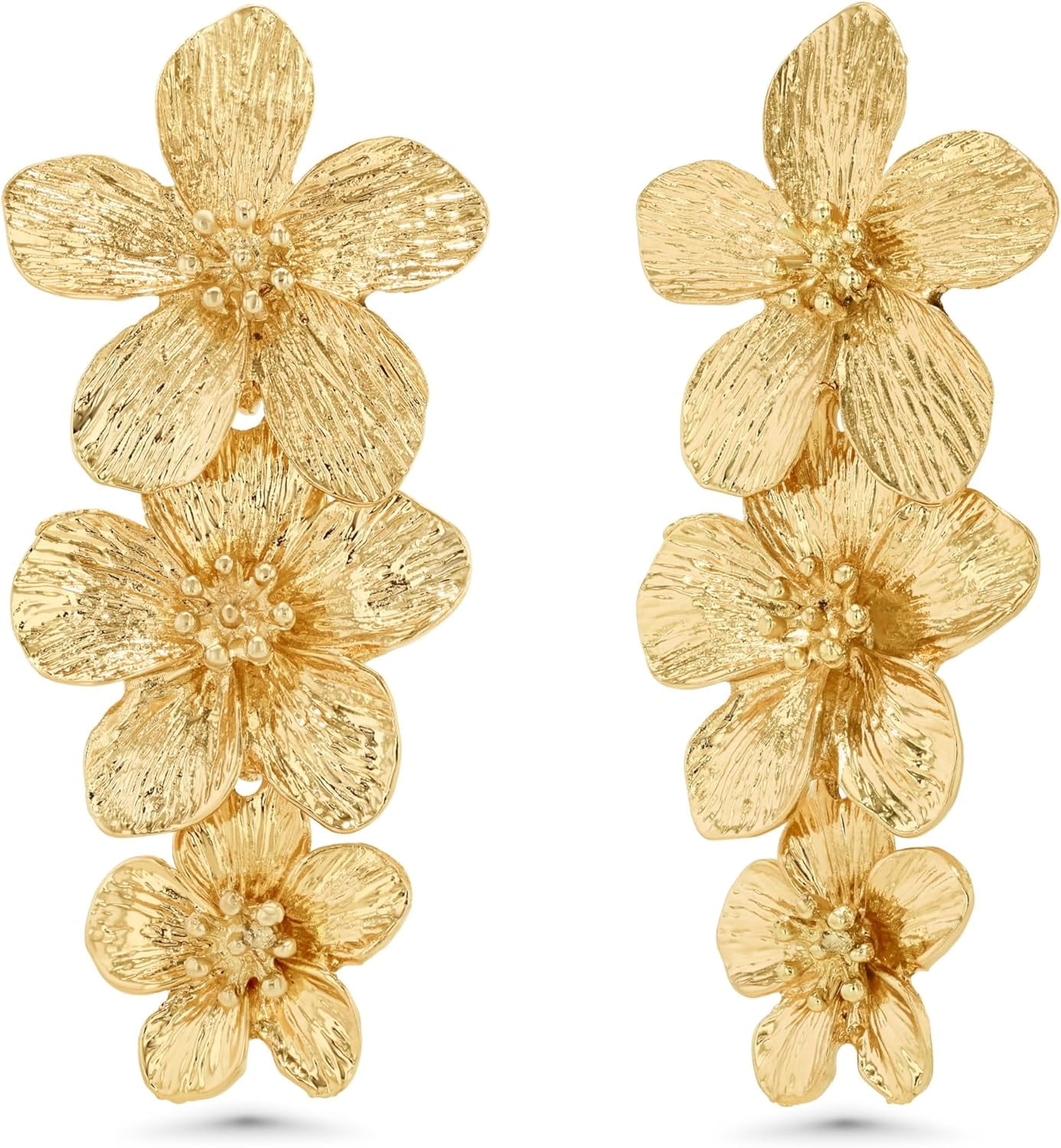 Flower Gold Earrings Jewelry 18k Yellow Gold Plated Pretty