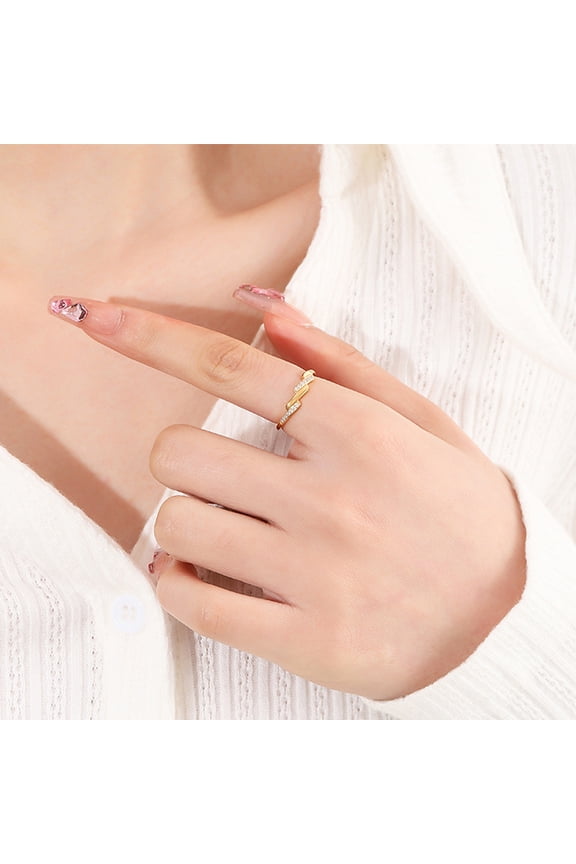 Gold Triple-Layered Cubic Zirconia Stacking Rings for Women Men,14k Gold Plated Titanium Band Ring