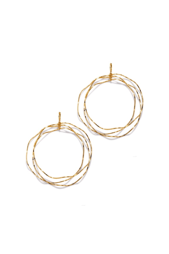 Gold Triple Wavy Halo Hoop Earrings