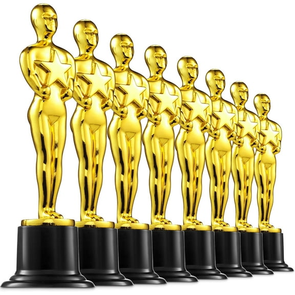 Gold Trophy Award Mini Trophies Bulk - (Pack of 12) 6 Inch Tall Plastic Golden Statue Award, Party Themed Decorations, Winners or Appreciation Gifts Game Prizes for Adults & Kids
