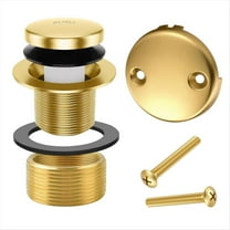 Gold Tub Drain Overflow Kit-Universal Bathtub Drain Replacement with 2Hole Overflow Faceplate Set,Tip-Toe Conversion Kit