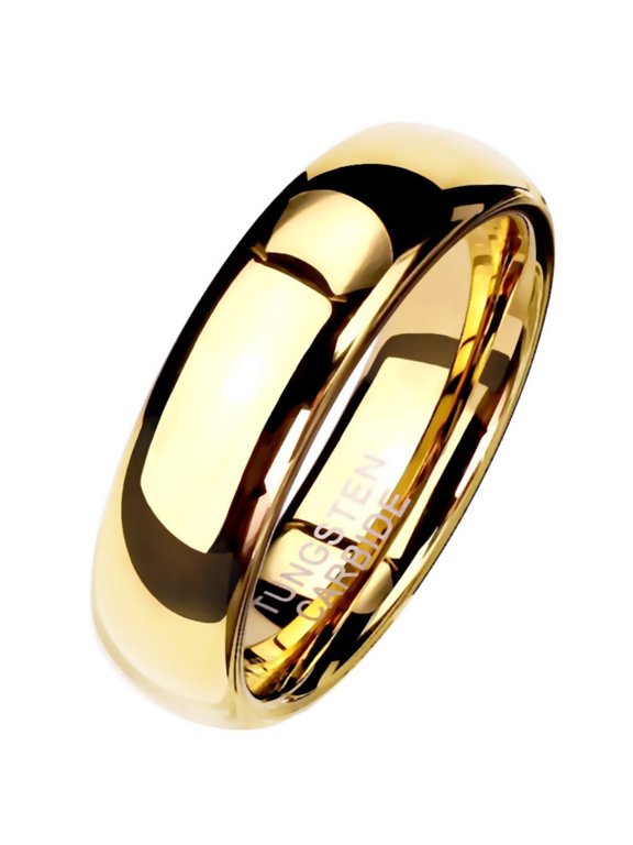 Gold Tungsten Ring 6mm Wedding Band Handfasting