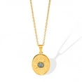 thumbnail image 1 of Gold Turquoise Cat's Eye Sun Pendant Necklace Fashion Party Birthday Stainless Steel Jewelry Gift, 1 of 3