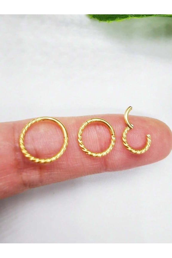 Gold Twist Rope Hoop Earrings Set Of 3 Open Click Closure