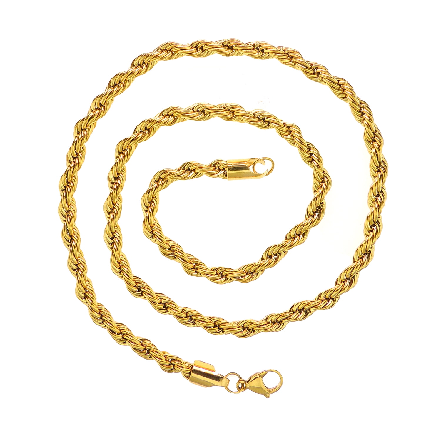 Gold Twisted Rope Chain Necklace Hip Hop Men Women Ginger Lyne ...