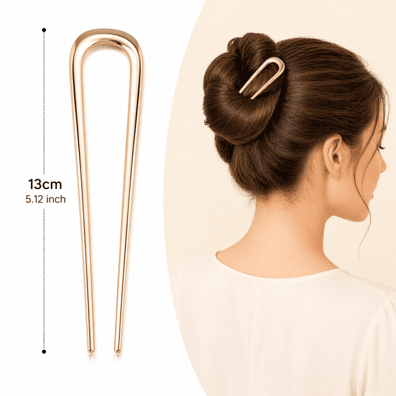 Gold U-Shaped Hair Pin Bun Maker for Women, Elegant Metal Hair Styling Tool for French Twist, Chignon, Bridal & Daily Use Hair Accessories