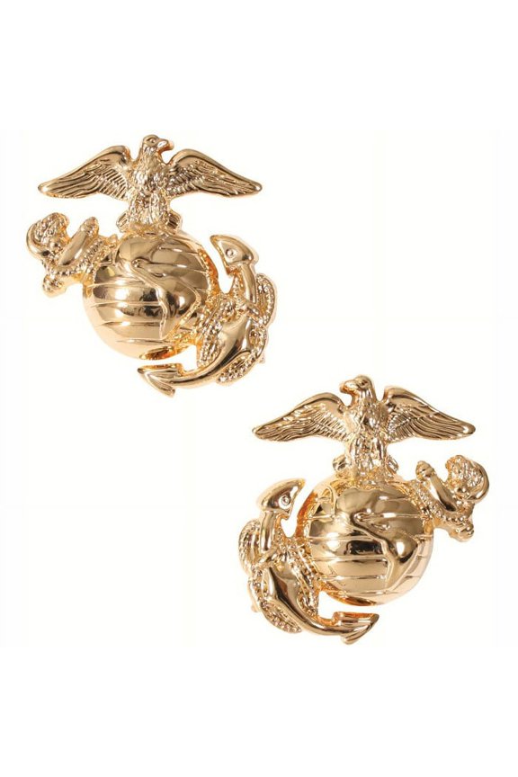 Gold - USMC Globe and Anchor Pin-On Insignia Pair