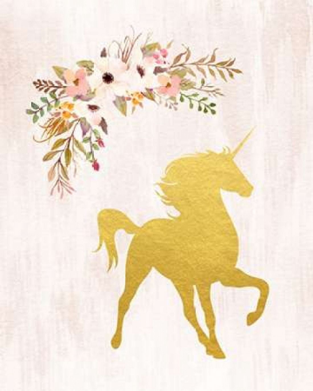 Gold Unicorn Floral Canvas Art - Tara Moss (24 x 30)
