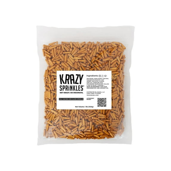 Krazy Sprinkles - Edible Gold Unicorn Horn Shapes - Bold Cake Decoration, 1lb Bag