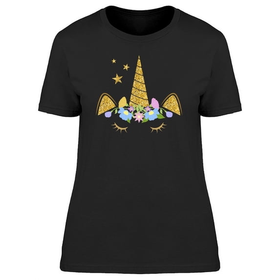 Gold Unicorn Horn T-Shirt Women -Image by Shutterstock, Female Small