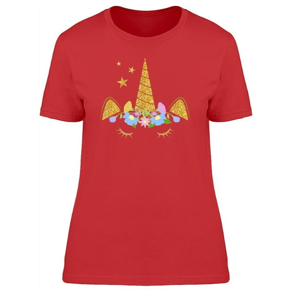 Gold Unicorn Horn T-Shirt Women -Image by Shutterstock, Female Small