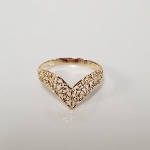 Gold V Filigree Ring Wedding Stack Gold plated 925 Silver ring