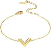 Gold V Titanium Steel Bracelet, Simple And Luxurious Letter Jewelry, Trendy Exquisite Gifts For Girls And Women