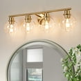 thumbnail image 1 of Gold Vanity Lights for Bathroom 4 Lights Industrial Wall Mounted Over Mirror Wall Lights with Glass Cover, 1 of 7