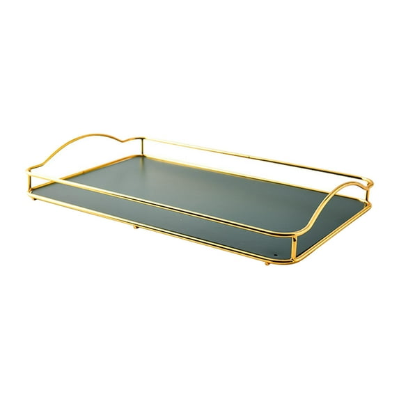 Gold Vanity Tray Makeup Organizer for Bathroom Dresser Ornate Trays Tealight Holder Wedding Gift Serving Tray Storage Platter Home Decor Green Large