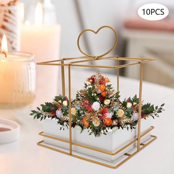 Gold Vases for Centerpieces Wedding - 10 Pcs Metal Geometric Gold Centerpiece Elegant Wedding Centerpieces for Tables - Vase for Weddings Party Decoration Centerpiece Table Decorations