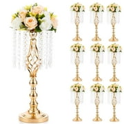 Gold Vases for Table Centerpiece 19.3" Tall Flower Stand Wedding Decoration Set of 10