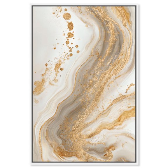 Gold Vein Canvas Geode Wall Decor by Art Remedy, White Frame, 36 x 54