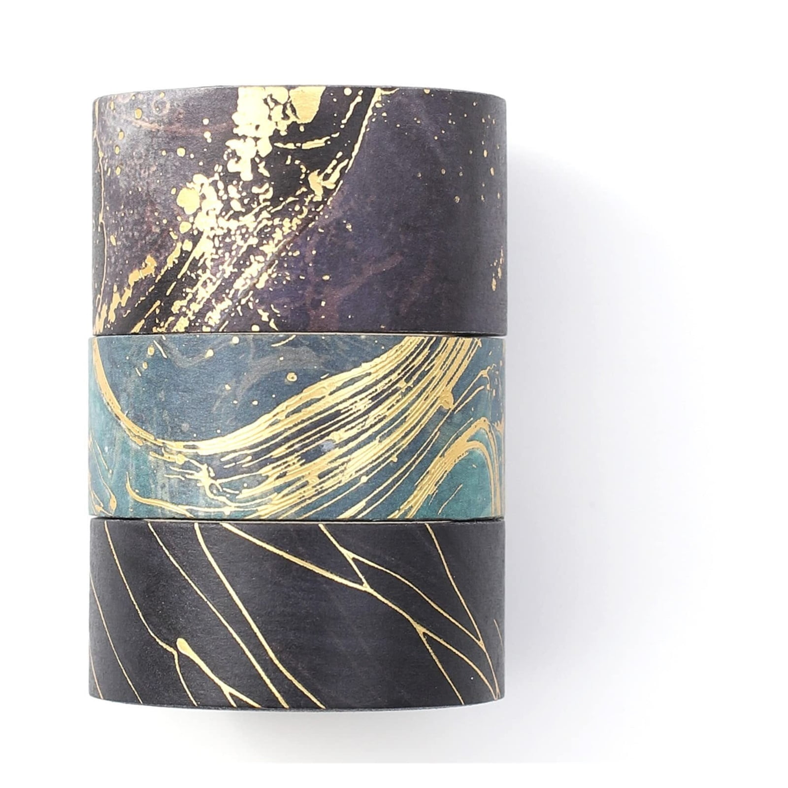 Gold Veins Washi Tape Gorgeous Foil Masking Tape Set Decorative for Arts, DIY Crafts, Journal Supplies, Planners, Scrapbook, Card/Gift Wrapping (Gilding Flows)