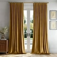 thumbnail image 1 of Gold Velvet Curtains 84 inches 2 Panels - Luxury Room Darkening Window Drapes for Bedroom Living Room Thermal Insulated Super Soft Blackout, Back Tab Rod Pocket Pinch Pleated, W52 x L84, 1 of 13