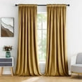 thumbnail image 1 of Gold Velvet Curtains Thermal Insulated Blackout Curtain Drapes for Bedroom Living Room Darkening 96 Inches Long Curtains Panels Rod Pocket Set of 2, 1 of 5