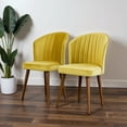 thumbnail image 1 of Gold Velvet Parsons Dining Chairs (Set of 2) - Mid-Century Modern, Solid Wood Legs, Comfortable Full Back, Easy Assembly, 20.5" Wide, for Kitchen &amp; Dining Room, 1 of 7