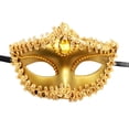 thumbnail image 1 of Gold Venetian Masquerade Masks for Women 7 X 4 Inch Rhinestone Embellished Masquerade Mask for Halloween Party Mardi Gras and Special Event 1 Pack, 1 of 4
