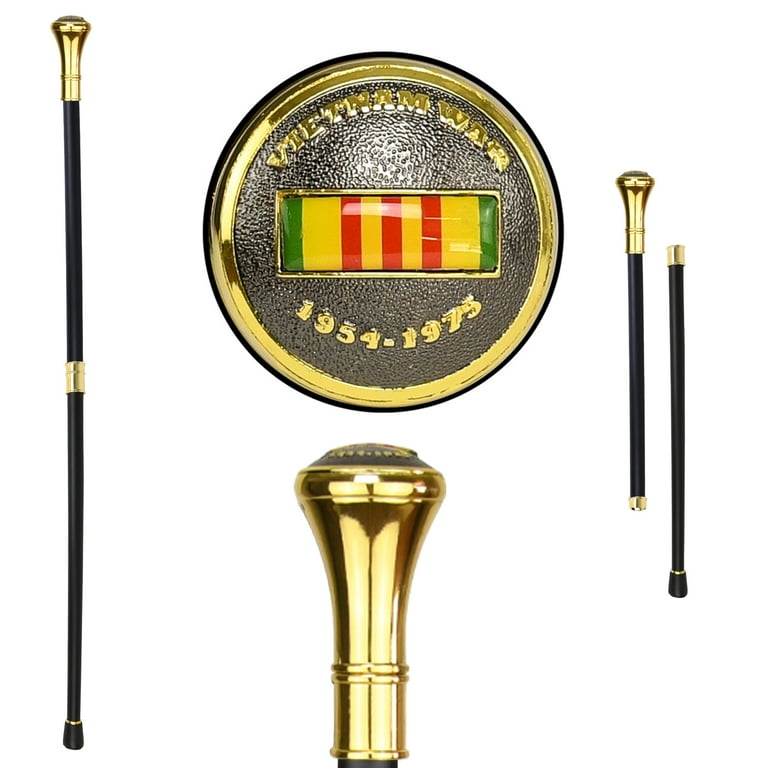 Metal Cane Vietnam War Gold Ribbon Walking Hiking Stick Men Women Military Gift Metal Cane Vietnam War Gold Ribbon Walking Hiking Stick Men Women Military Gift
