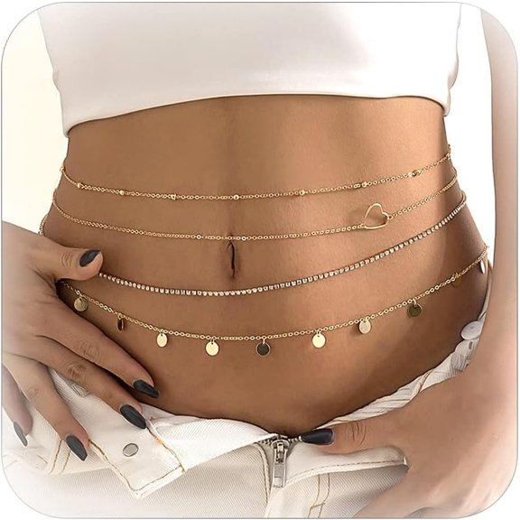 Gold Waist Chain Layered Belly Chains for Women Dainty Boho Beach Body Chain Jewelry for Women Summer Accessories Outfits Body Jewelry Gifts