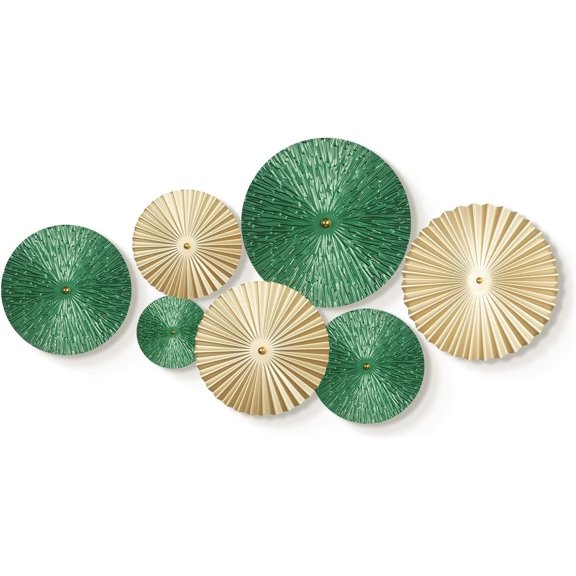 Gold Wall Decor for Living Room Hallway, 7PCS Metal Wall Art Hanging Sculptures Bedroom Decoration, 3D Metal Leaf Accent with 5 Sizes, Large Modern Artwork for Home Office Bathroom Kitchen