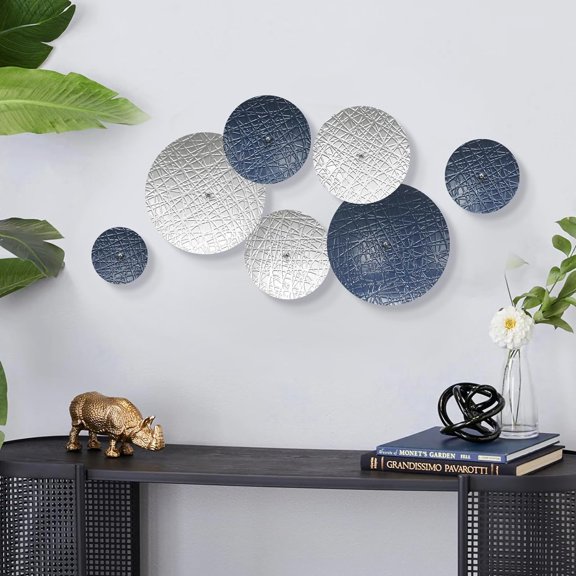 Gold Wall Decor for Living Room Hallway, 7PCS Metal Wall Art Hanging Sculptures Bedroom Decoration, 3D Metal Leaf Accent with 5 Sizes, Large Modern Artwork for Home Office Bathroom Kitchen