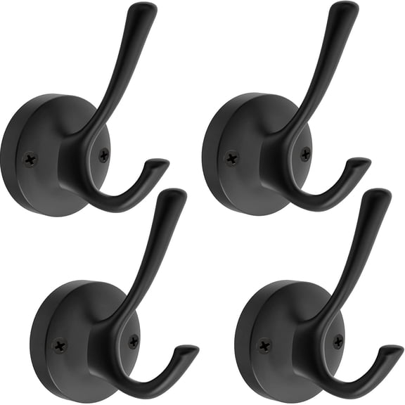 Gold Wall Hooks, 6 Pack Coat Robe Hook Heavy Duty Metal Double Bath Hook Wall Mounted, Hand Towel Hooks for Cubicle Bathroom Kitchen Closet Garage