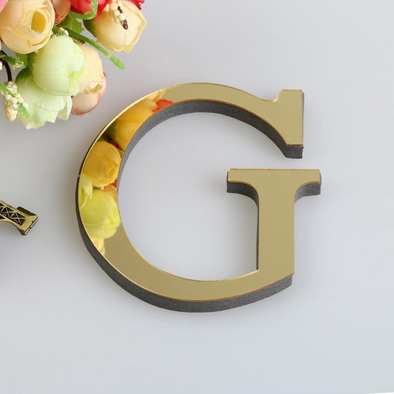 Gold Wall Letters, Mirror English Letter G, Self-Adhesive Alphabet Sticker, Acrylic Capital Letter Decor, 1 Piece Smooth Polished Accent for Home, Office, Party and Custom Sign