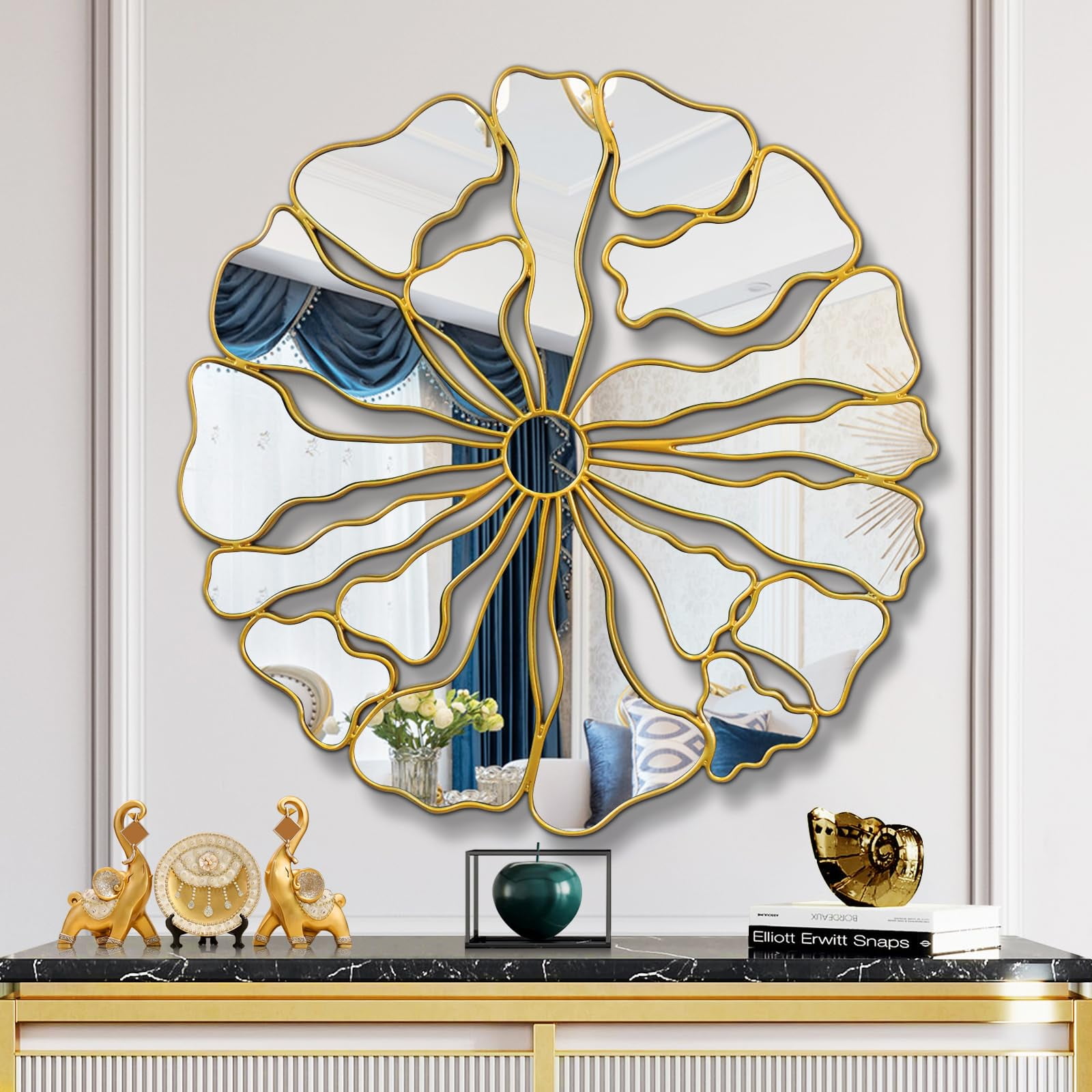 Gold Wall Mirrors Decorative, 32” Large Round Mirrors for Wall Decor ...
