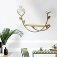 thumbnail image 1 of Gold Wall Mount Shelf - No Drill Living Room Decor with Storage (12.6in Iron Display Rack), 1 of 6