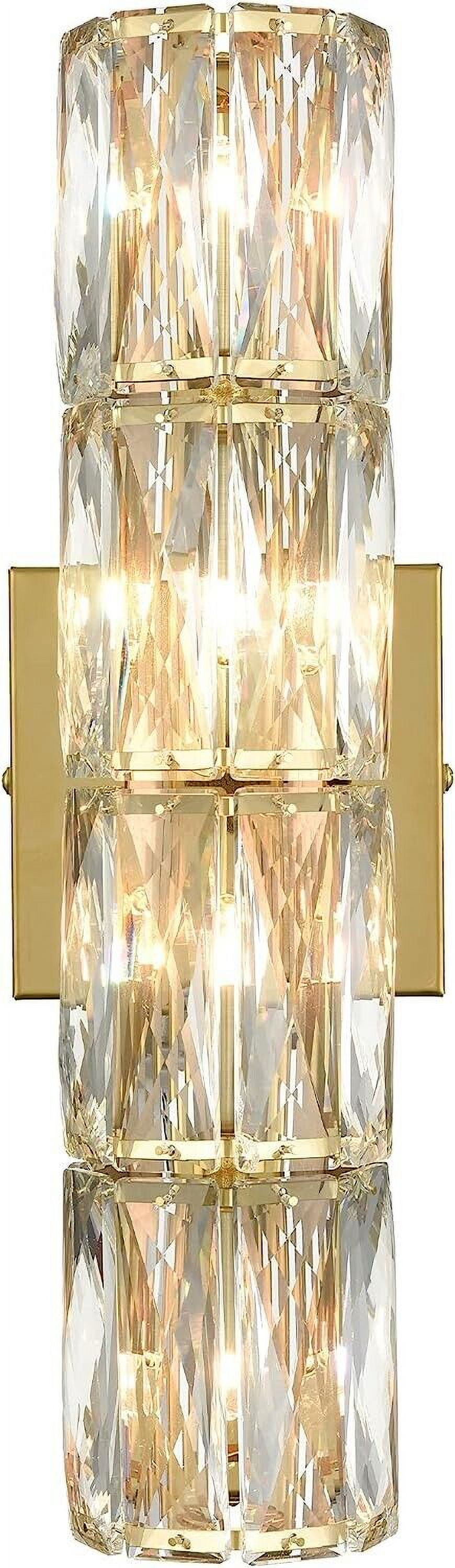 Claxy 4-Light Gold Wall Sconce with Tube Crystal Glass Shade