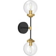 thumbnail image 1 of Gold Wall Sconces 2 Light Industrial Gold Wall Light Fixture Vintage Style Clear Glass Globe Gold Bathroom Light Fixtures, 1 of 5