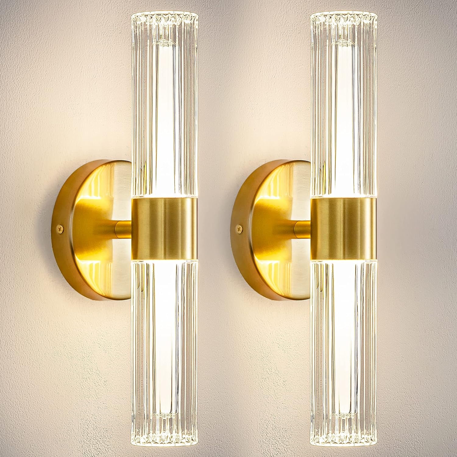 Gold Wall Sconces Set of Two Modern Sconces Wall Lighting Acrylic