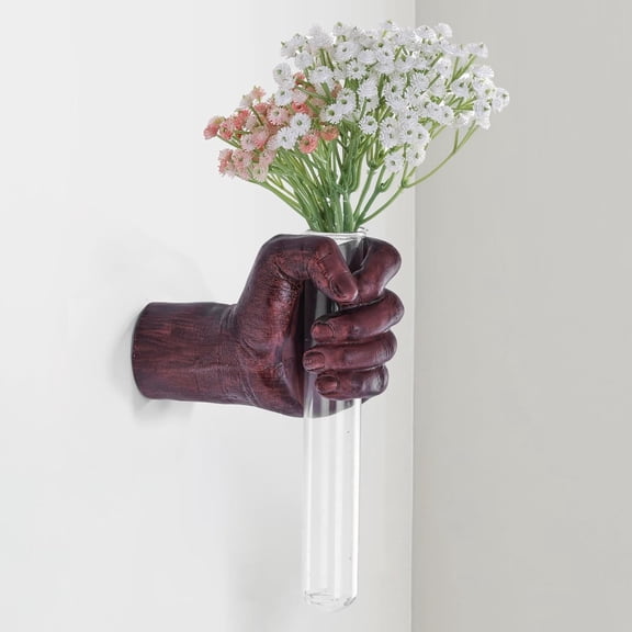 Wall Sculptures, Hand Vases Home Decor, Wall Mount Art Sculpture, Unique Wall Art Statue, Funky Flower Vase Decorations, Modern Eclectic Hanging Decor,Glass Test Tube Vase