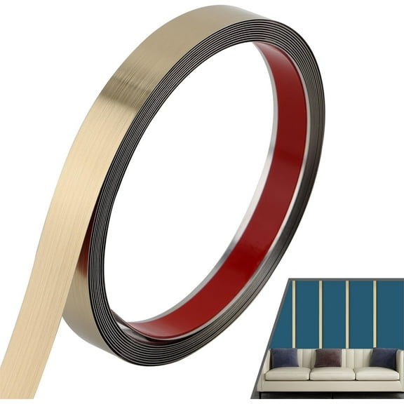 Gold Wall Trim Molding,16.4 Ft Stainless Steel Sticker Decor,Wall Trim Metalized Mirror-Like Finish,Flexible Mirror Wall Ceiling Floor Cabinet Tile Edge Moulding