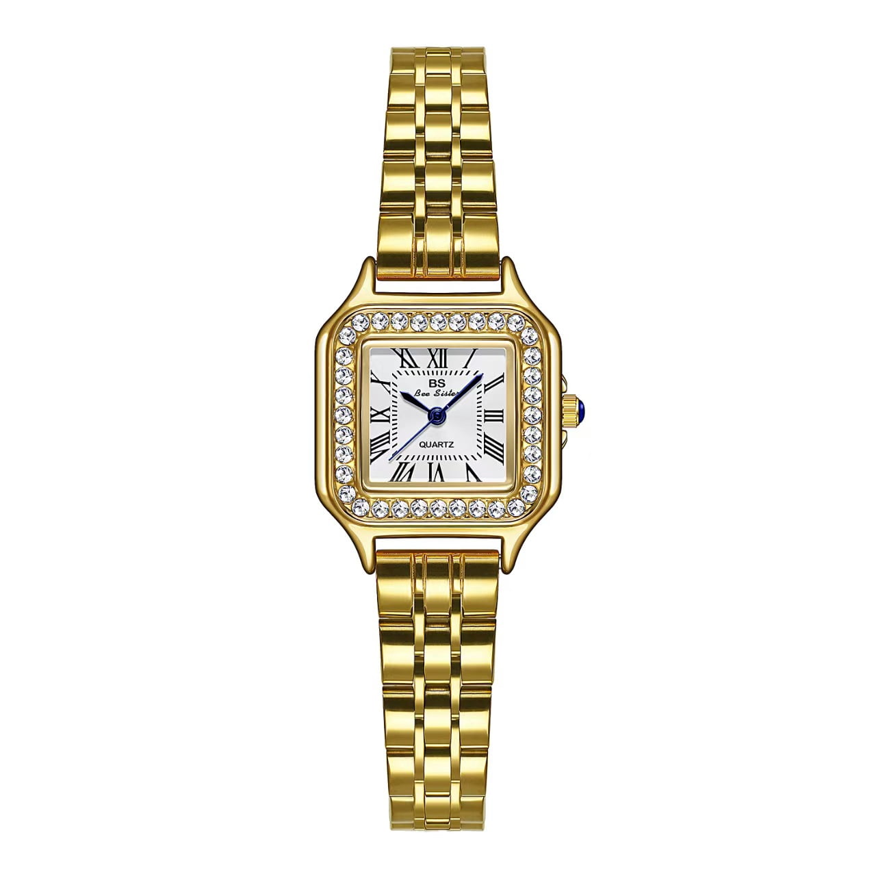 Gold Watches for Women Dainty Square Vintage Watches Luxury Ladies Diamond Accent Dress Stainless Steel Bracelet Watch Analog Quartz Waterproof Watch