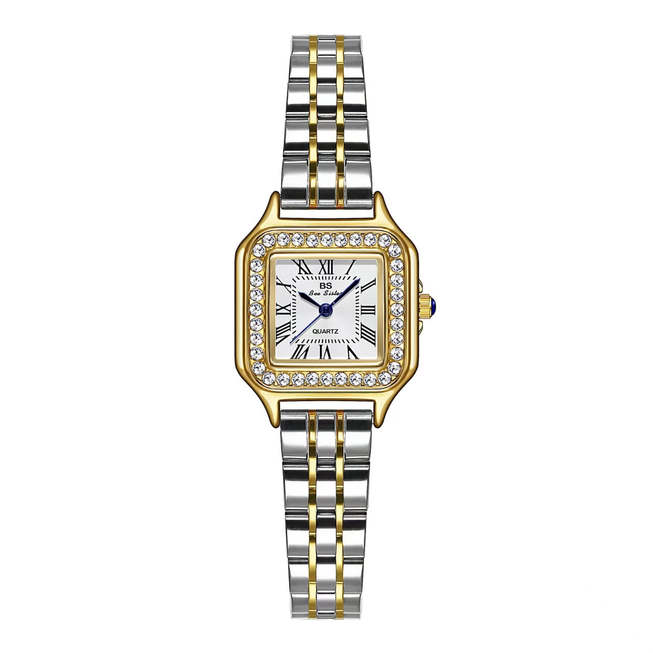 Gold Watches for Women Dainty Square Vintage Watches Luxury Ladies Diamond Accent Dress Stainless Steel Bracelet Watch Analog Quartz Waterproof Watch